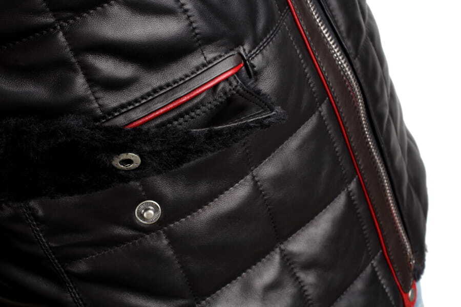 CARLO MONTI ELP450 - Kurtka skórzana pikowana męska z kożuszkiem eko DORJAN