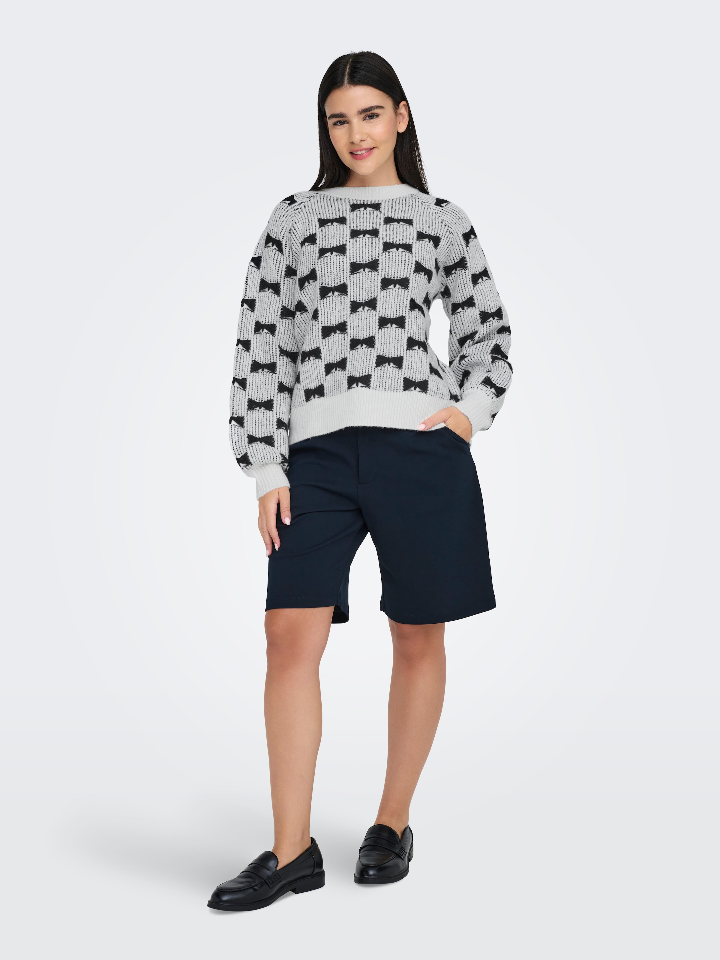 ONLY Sweter czarny / biały