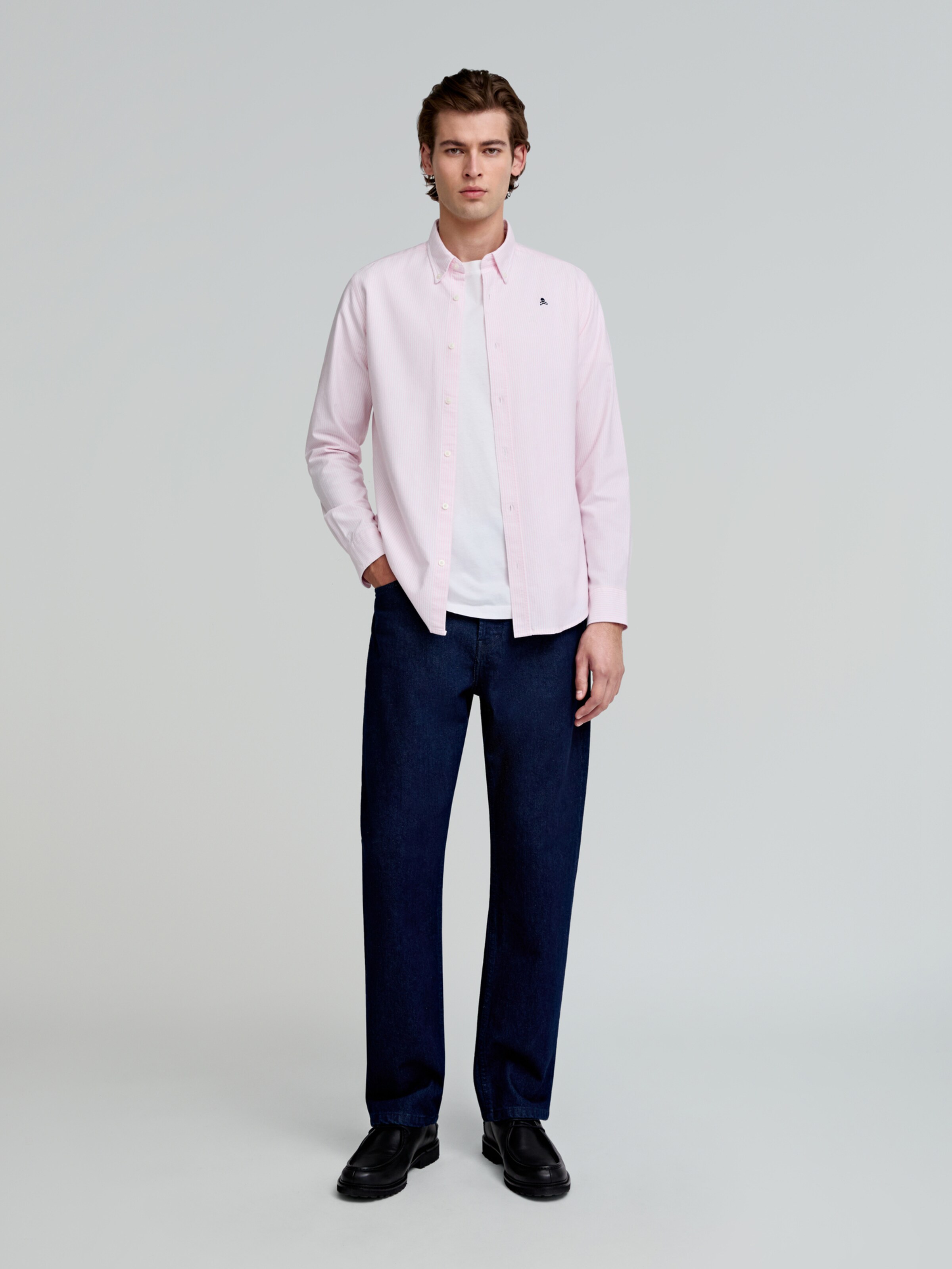 Scalpers Koszula granatowy / różowy pudrowy / biały