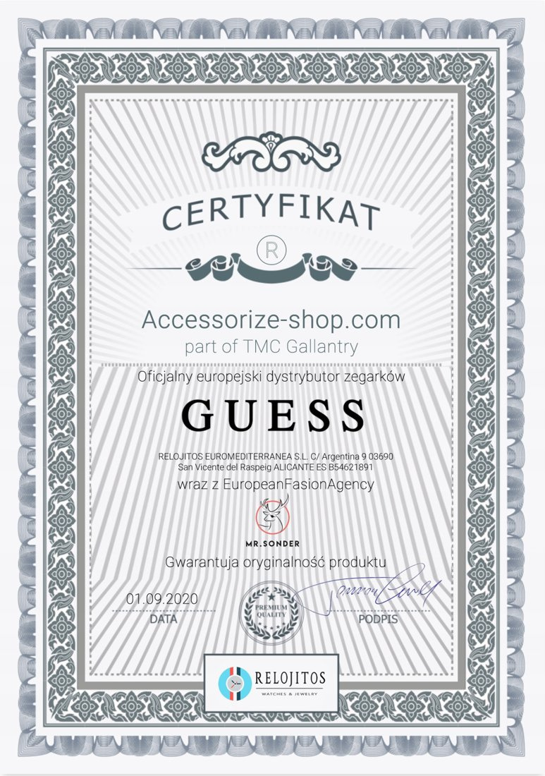 Zegarek GUESS V0023M8. Kwarcowy, Kolor czarny. Kobieta.