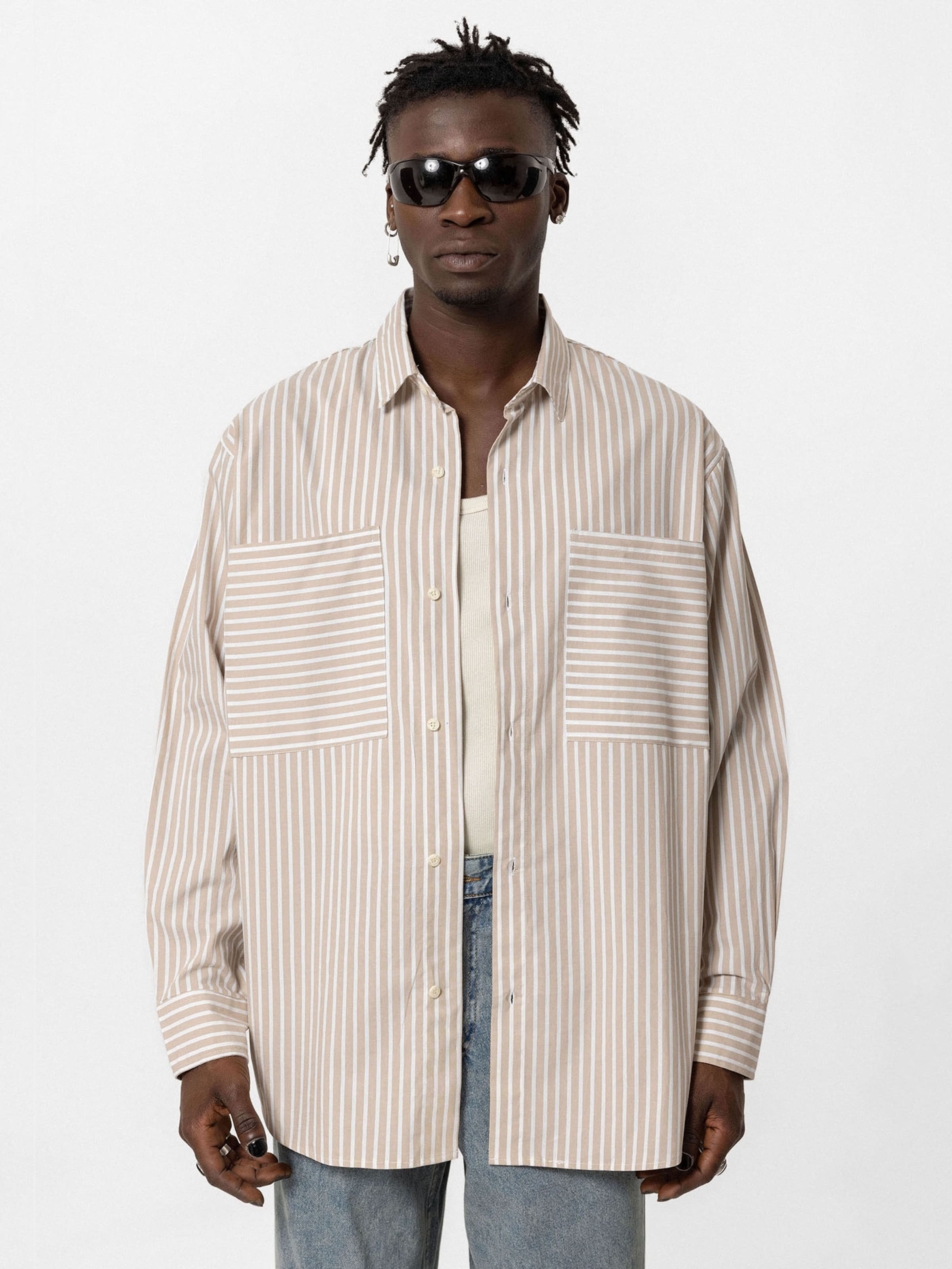 VAMOS CLO Koszula 'Everett' beżowy / biały