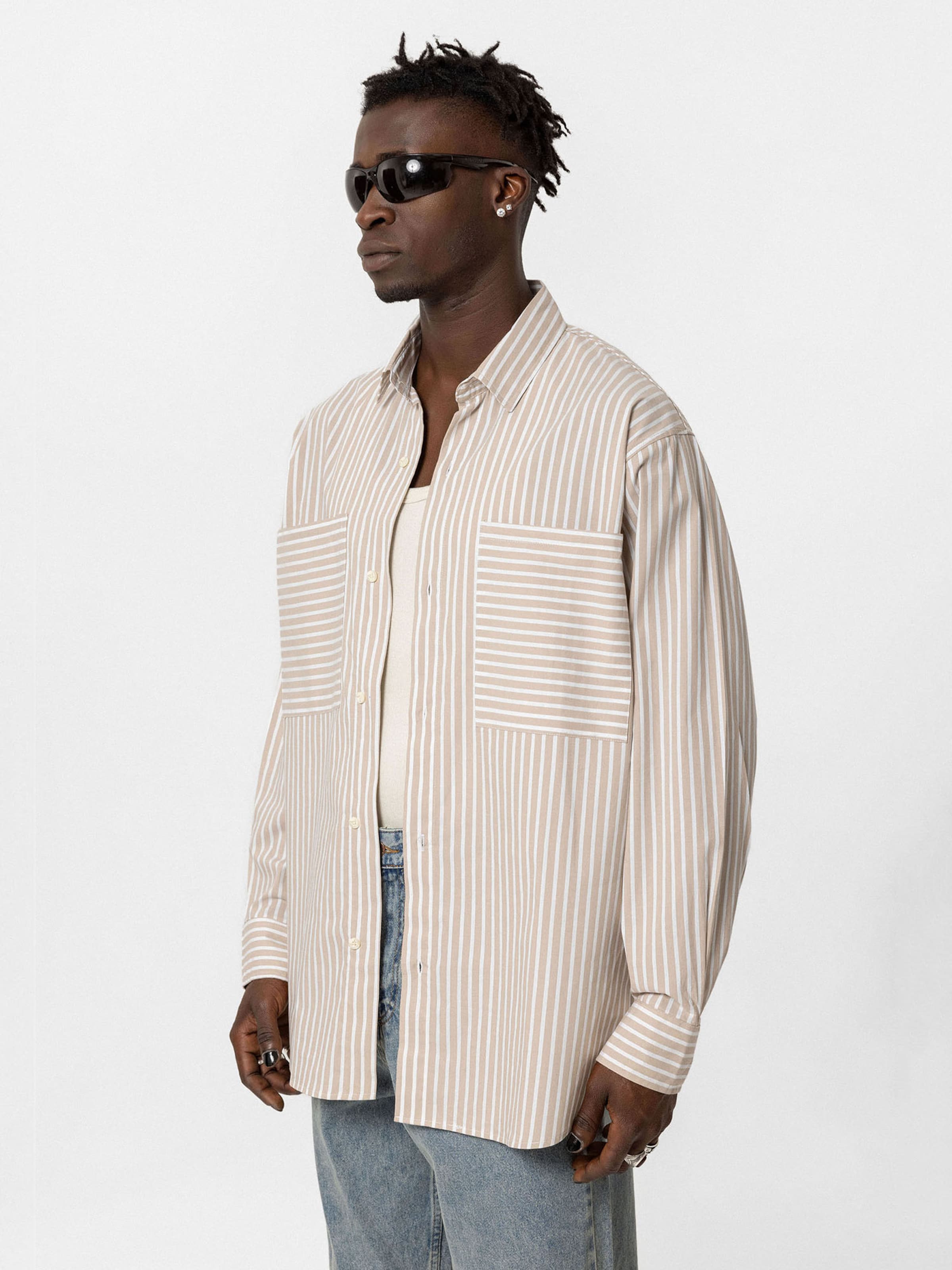 VAMOS CLO Koszula 'Everett' beżowy / biały