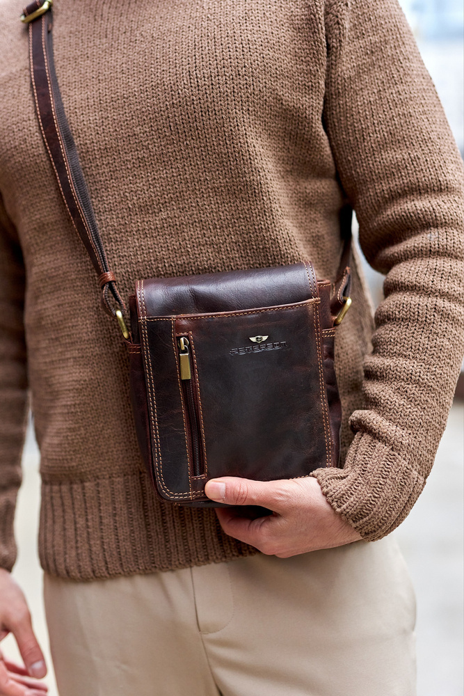 Saszetka męska z naturalnej skóry Peterson PTN TB-7032-COM