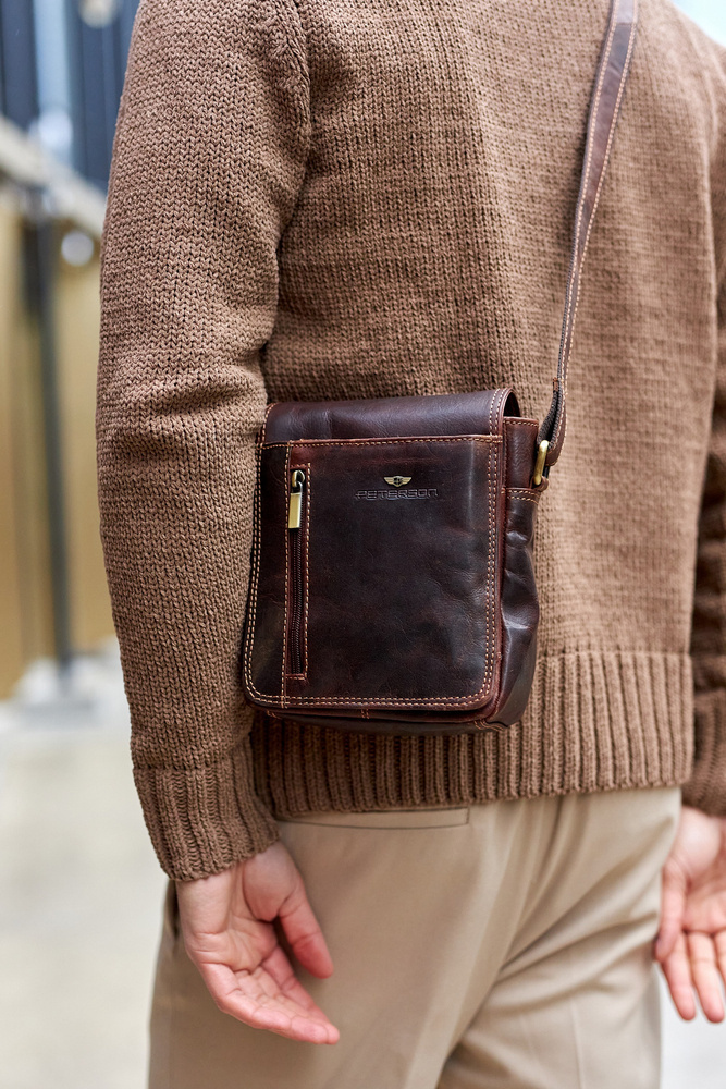 Saszetka męska z naturalnej skóry Peterson PTN TB-7032-COM