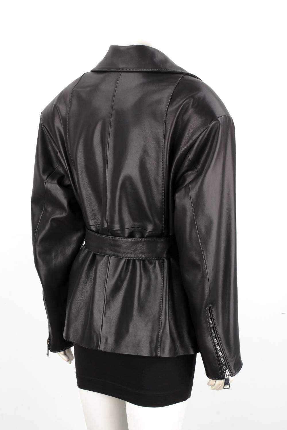 IRA450 - Damska ramoneska oversize z czarnej skóry naturalnej DORJAN