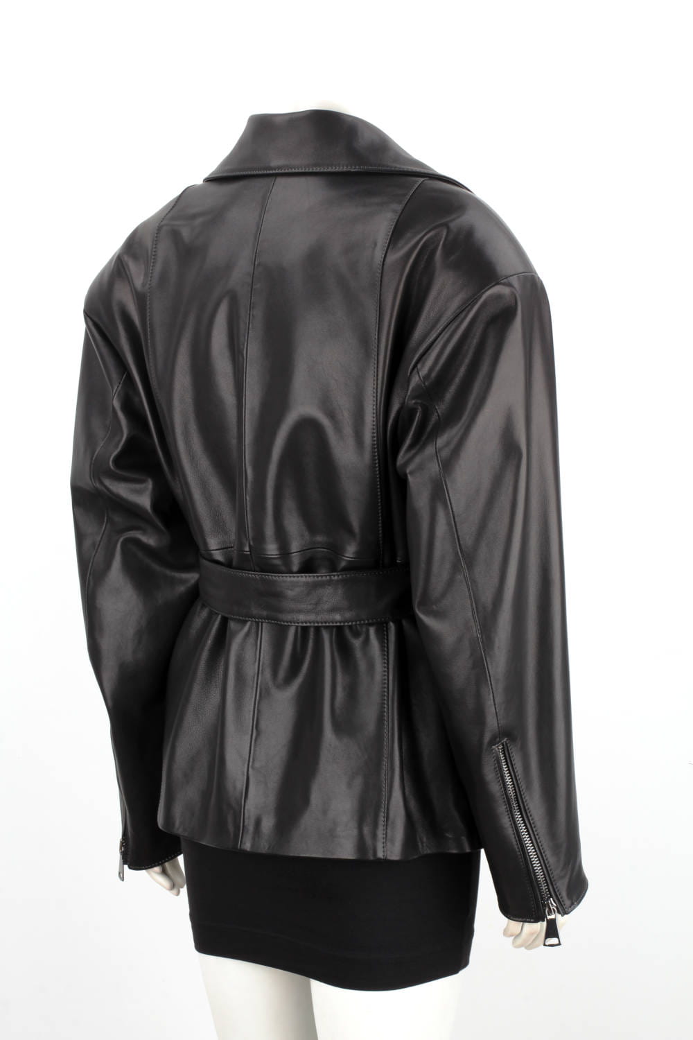 IRA450 - Damska ramoneska oversize z czarnej skóry naturalnej DORJAN