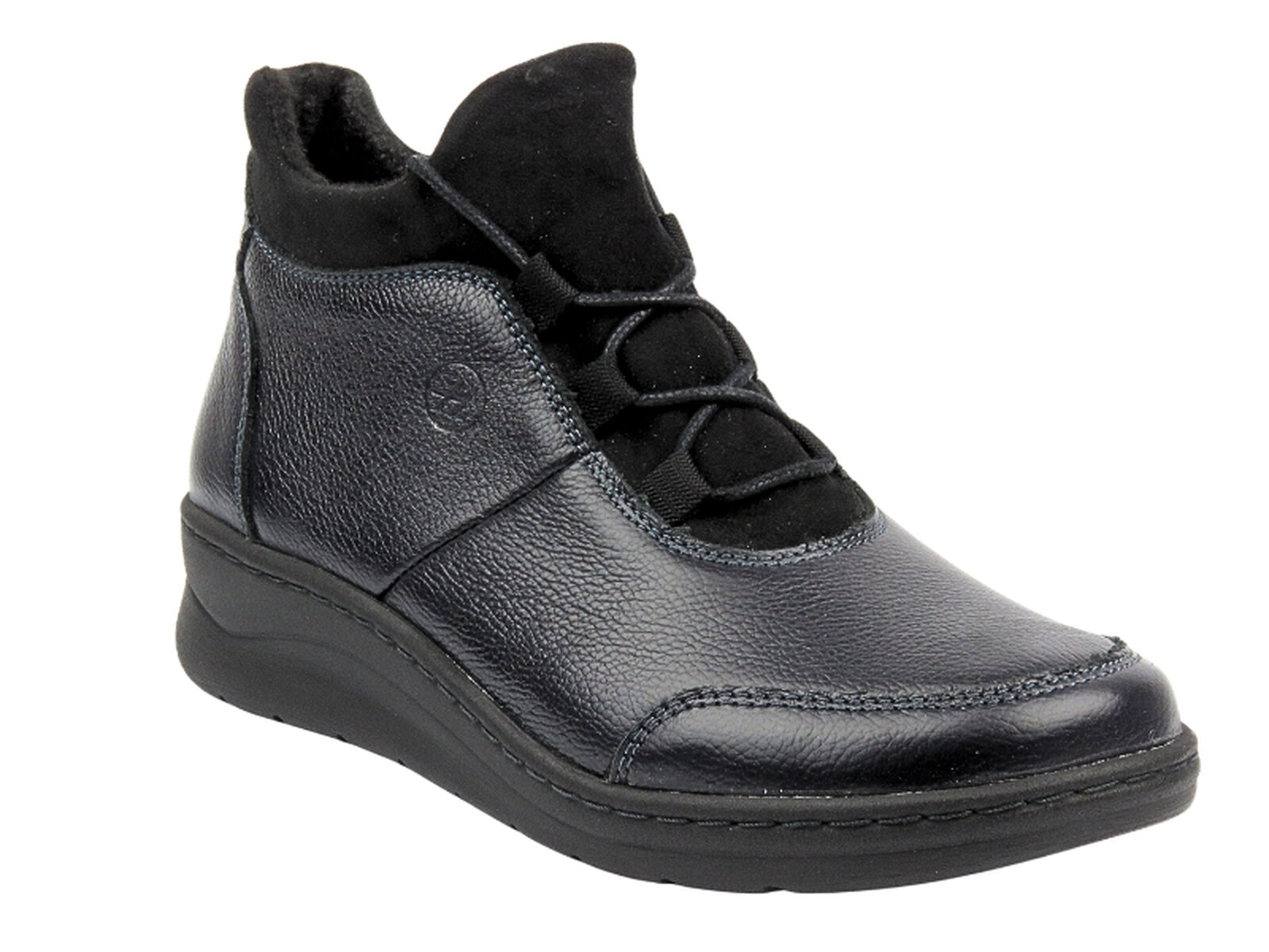 Helios Komfort Wygodne botki damskie z miękkiej skóry - Helios 564, granatowe