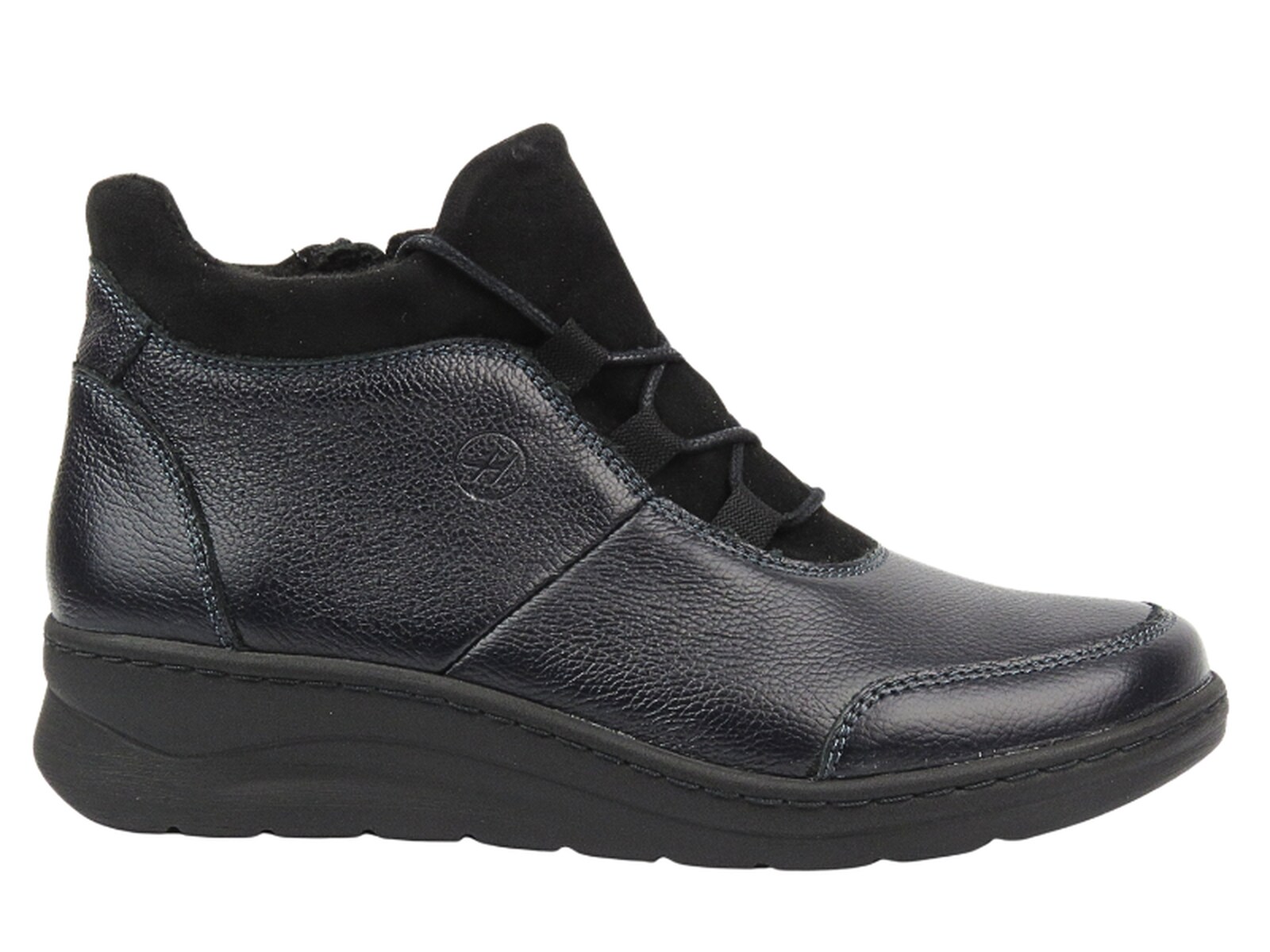 Helios Komfort Wygodne botki damskie z miękkiej skóry - Helios 564, granatowe