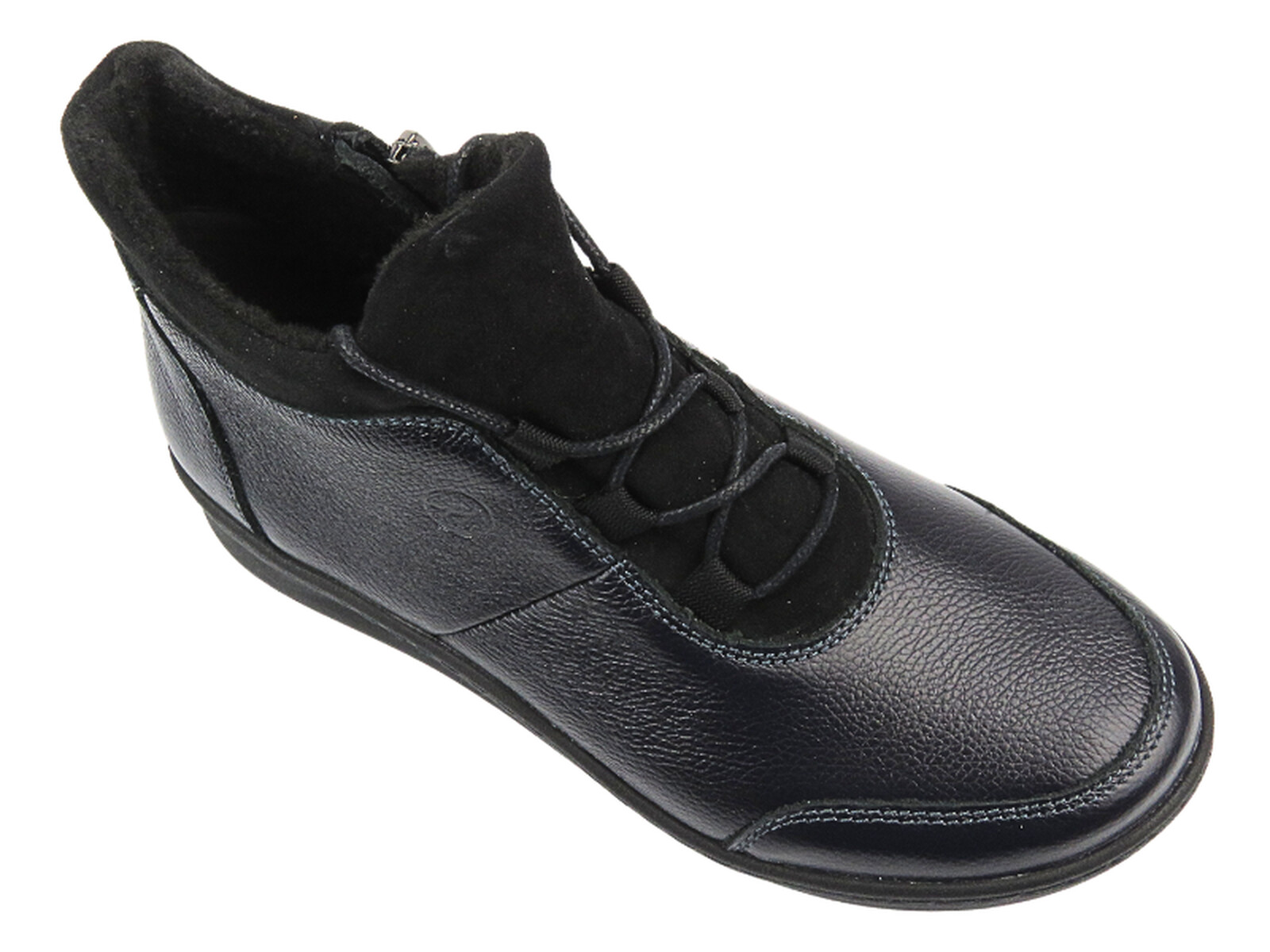 Helios Komfort Wygodne botki damskie z miękkiej skóry - Helios 564, granatowe