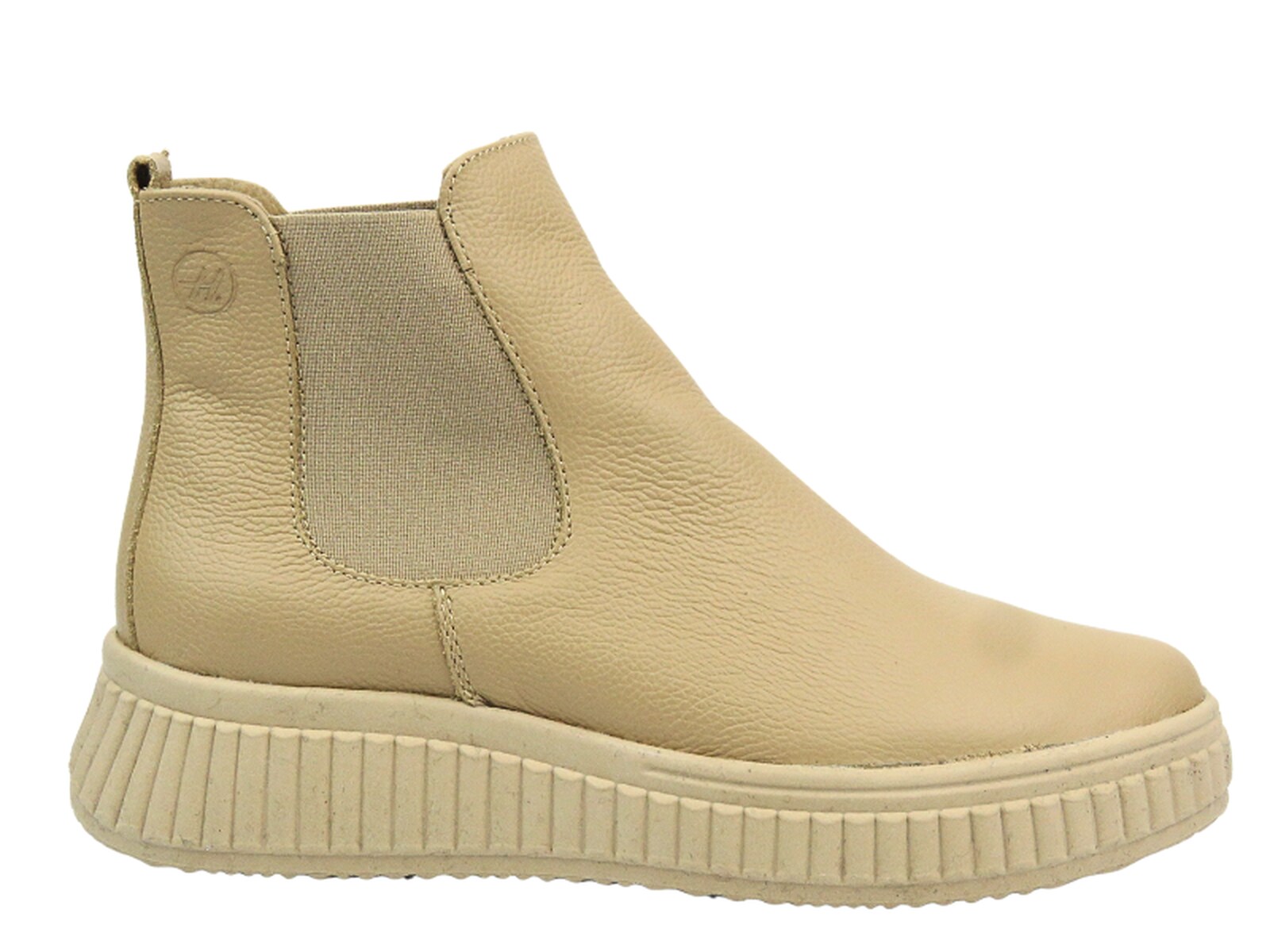 Wygodne sztyblety damskie skórzane - HELIOS Komfort 510P, jasnobeżowe