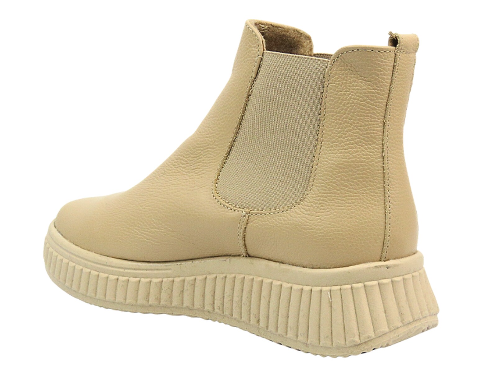 Wygodne sztyblety damskie skórzane - HELIOS Komfort 510P, jasnobeżowe