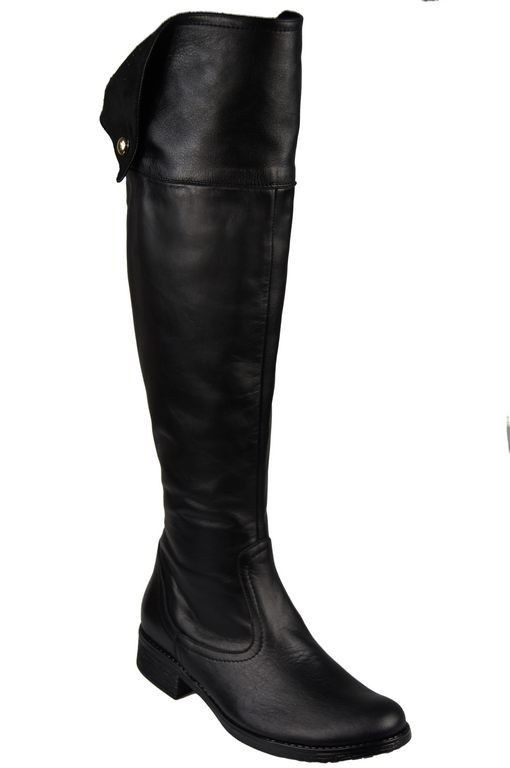 Obuwie Kozaki Damskie Oficerki Muszkieterki Czarne Wysokie cholewka za kolano skóra naturalna 803 ElitaBut