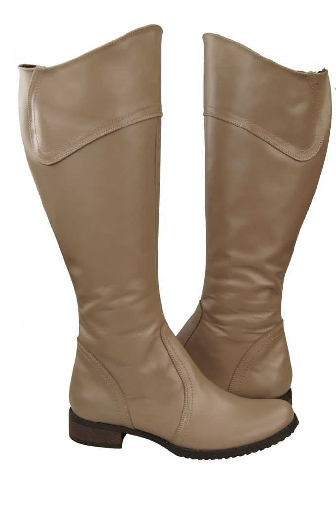 Obuwie Kozaki Damskie Oficerki Cappuccino Ciemne skóra naturalna 597 ElitaBut