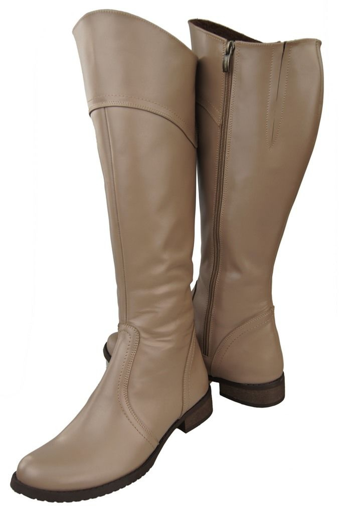 Obuwie Kozaki Damskie Oficerki Cappuccino Ciemne skóra naturalna 597 ElitaBut