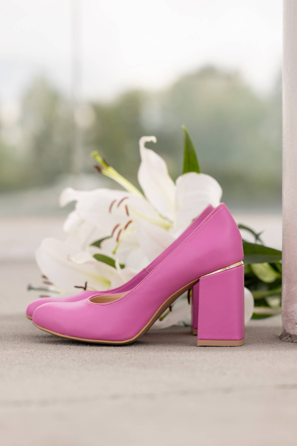 Obuwie Damskie Czółenka Fuksja Skóra naturalna 179 ElitaBut