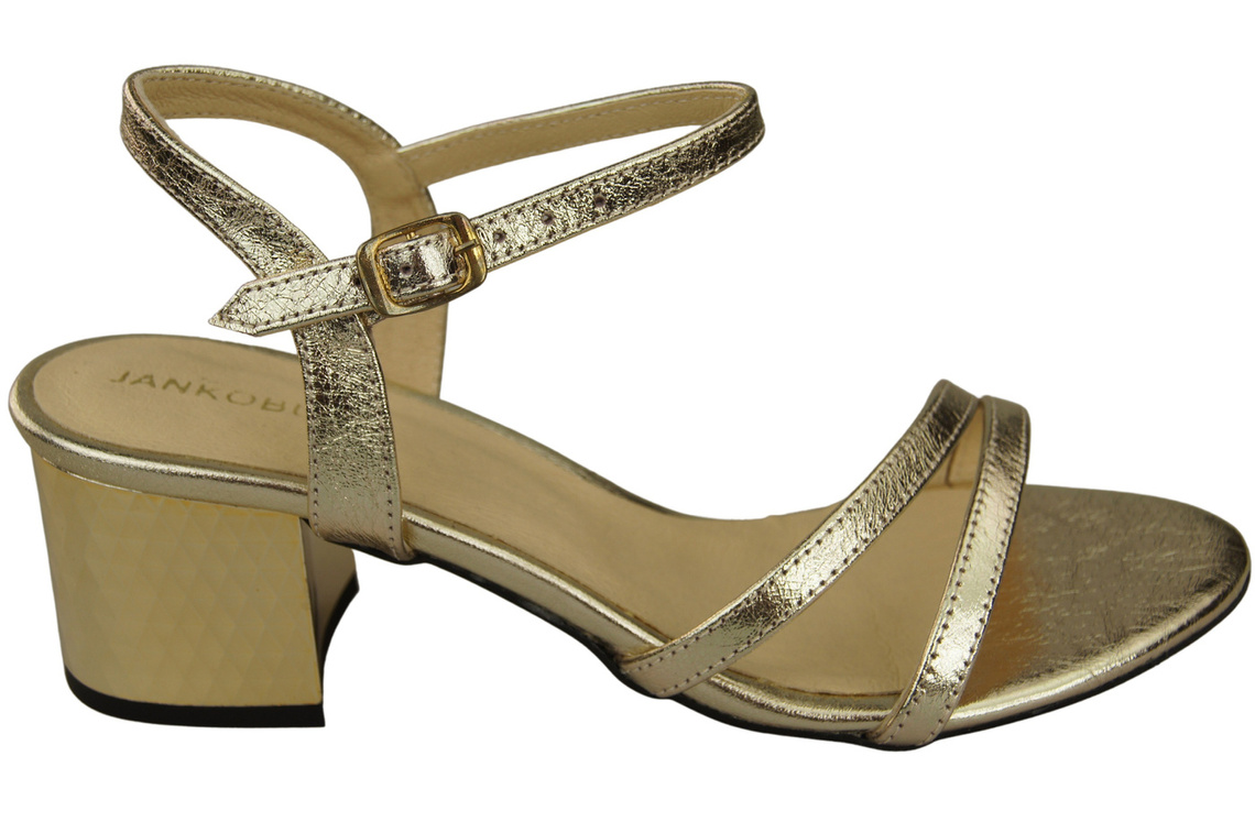 Obuwie Damskie Złote Skóra Naturalna 197 Sandały Zmysłowo Odsłaniające Stopę ElitaBut