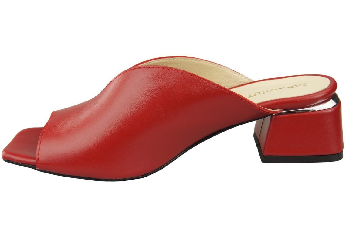 Obuwie Damskie Klapki Na Obcasie Czerwone Skóra naturalna 210 ElitaBut