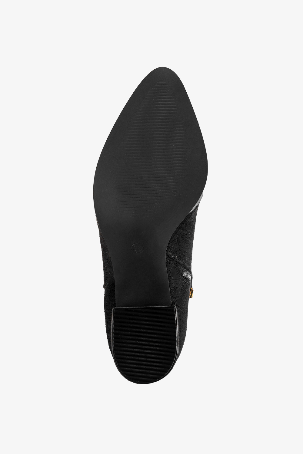 Czarne botki damskie z gumą na ozdobnym obcasie Casu D212X10-B