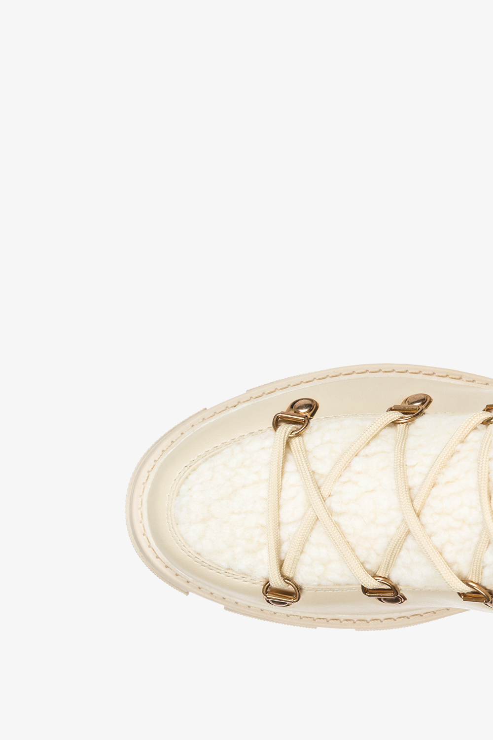 Beżowe botki śniegowce damskie z kożuszkiem sznurowane Casu 22-15