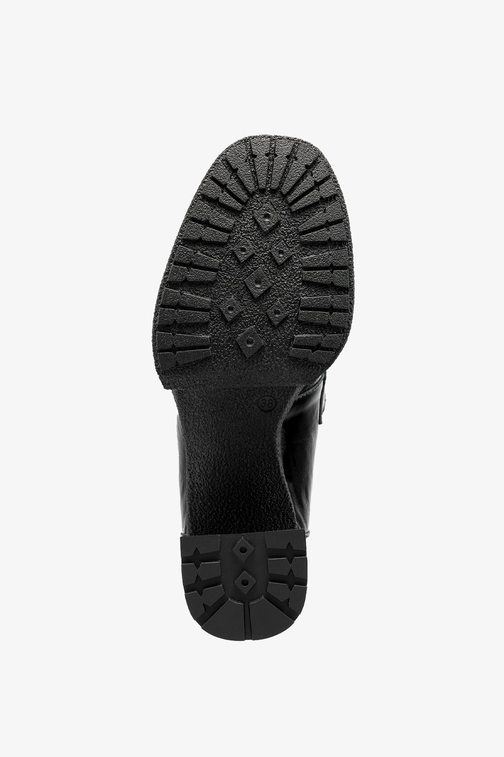 Czarne mokasyny skórzane damskie lakierowane na szerokim klocku ze złotą ozdobą PRODUKT POLSKI Casu 20177