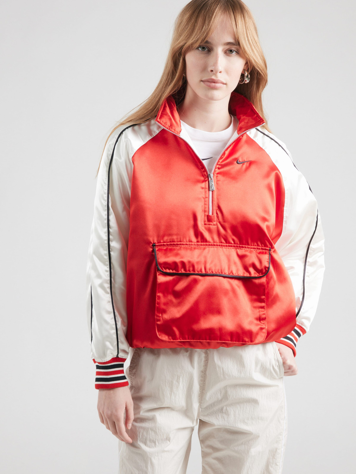 Nike Sportswear Kurtka przejściowa 'STREET' czerwony / czarny / offwhite