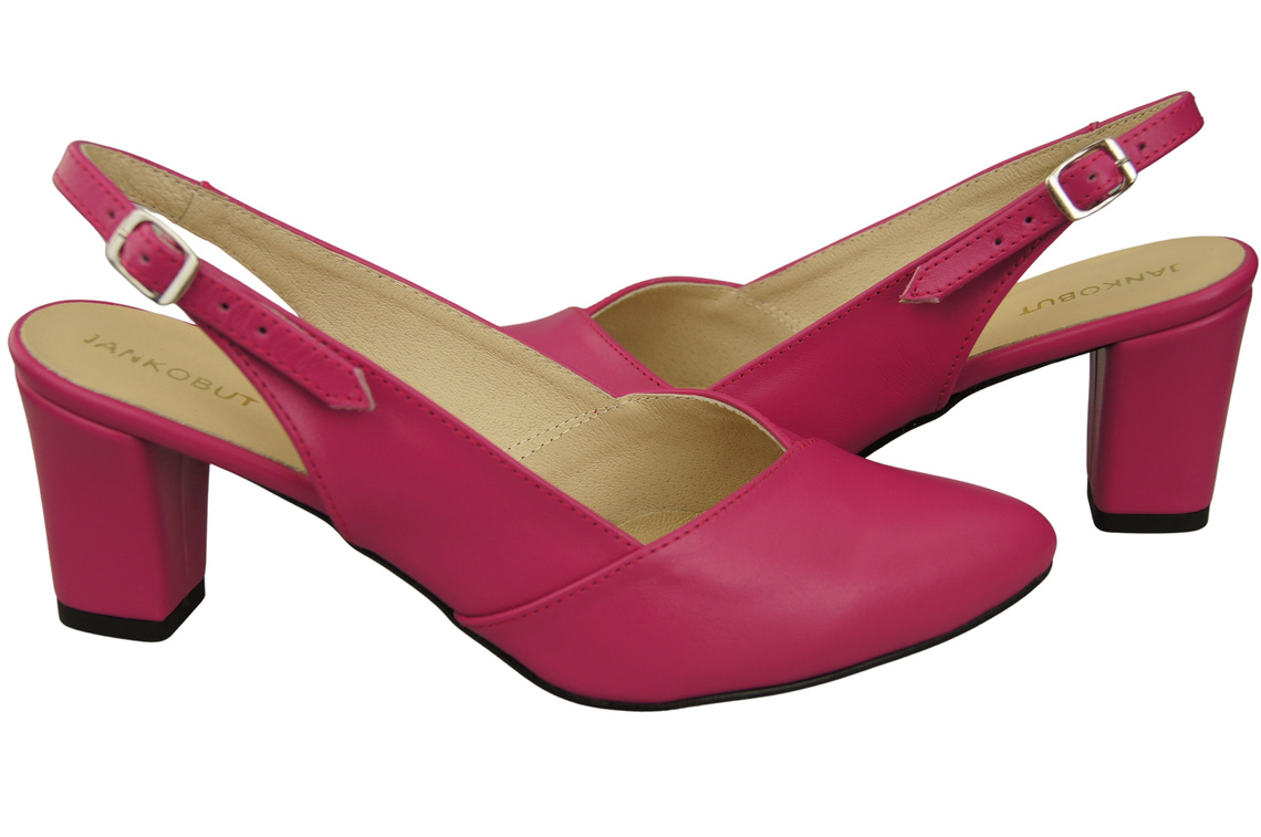 Obuwie Damskie Sandały Purpurowe na Słupku Skóra Naturalna 217 ElitaBut