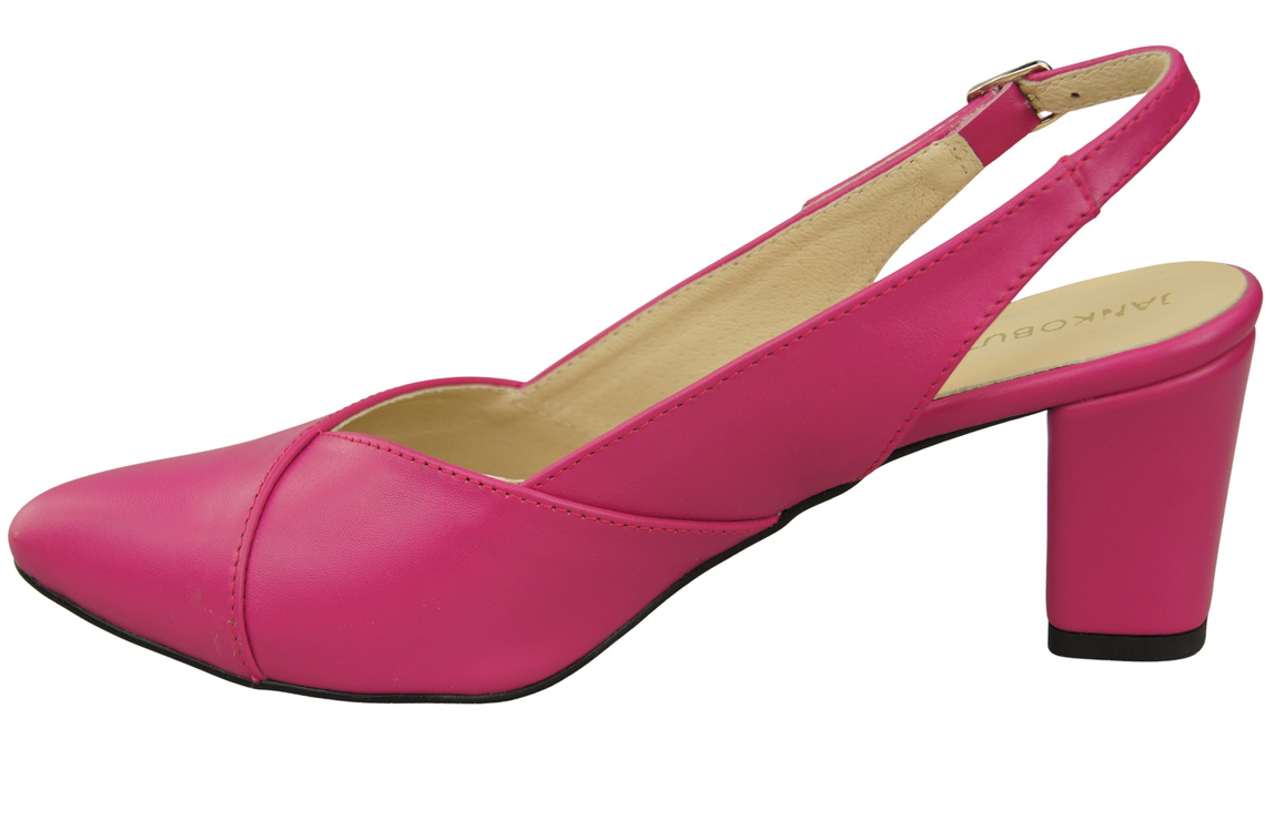 Obuwie Damskie Sandały Purpurowe na Słupku Skóra Naturalna 217 ElitaBut