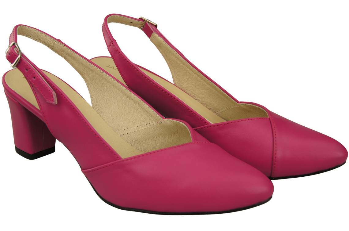 Obuwie Damskie Sandały Purpurowe na Słupku Skóra Naturalna 217 ElitaBut