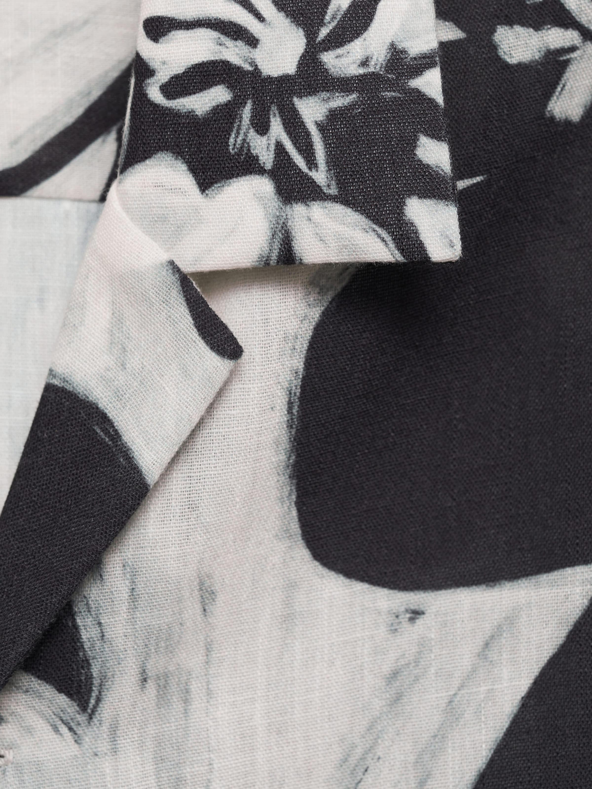 MANGO MAN Koszula 'Pavone' jasnoszary / czarny