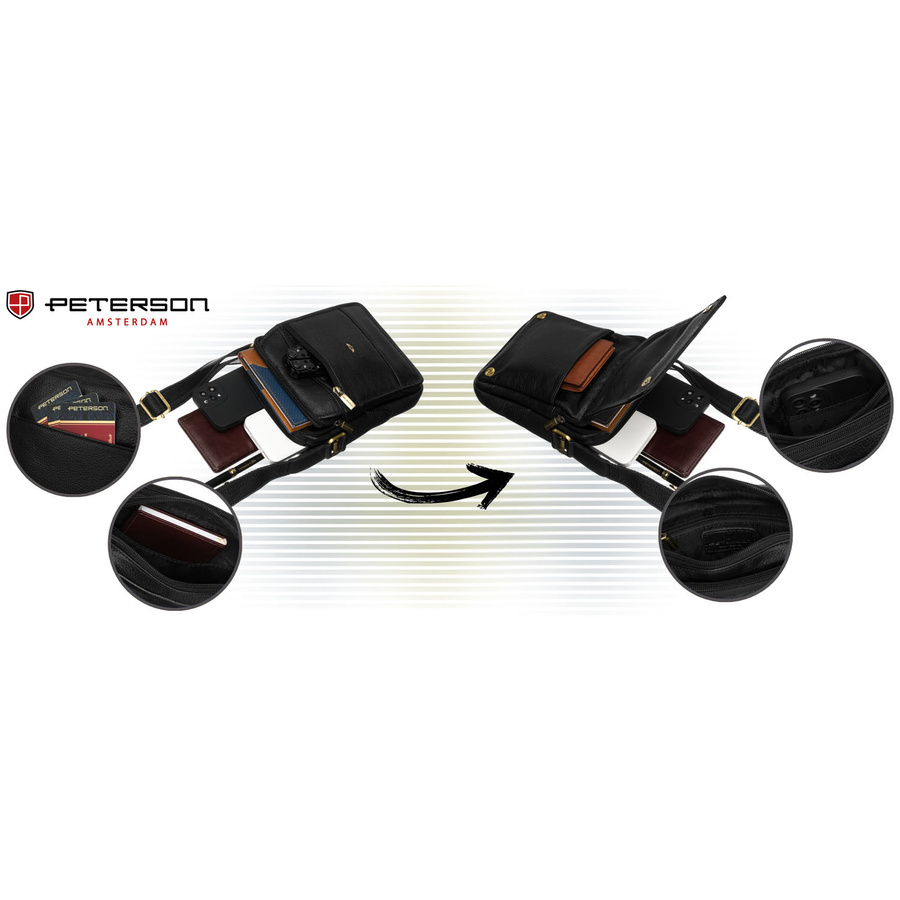 Saszetka męska z naturalnej skóry Peterson PTN 251-NDM