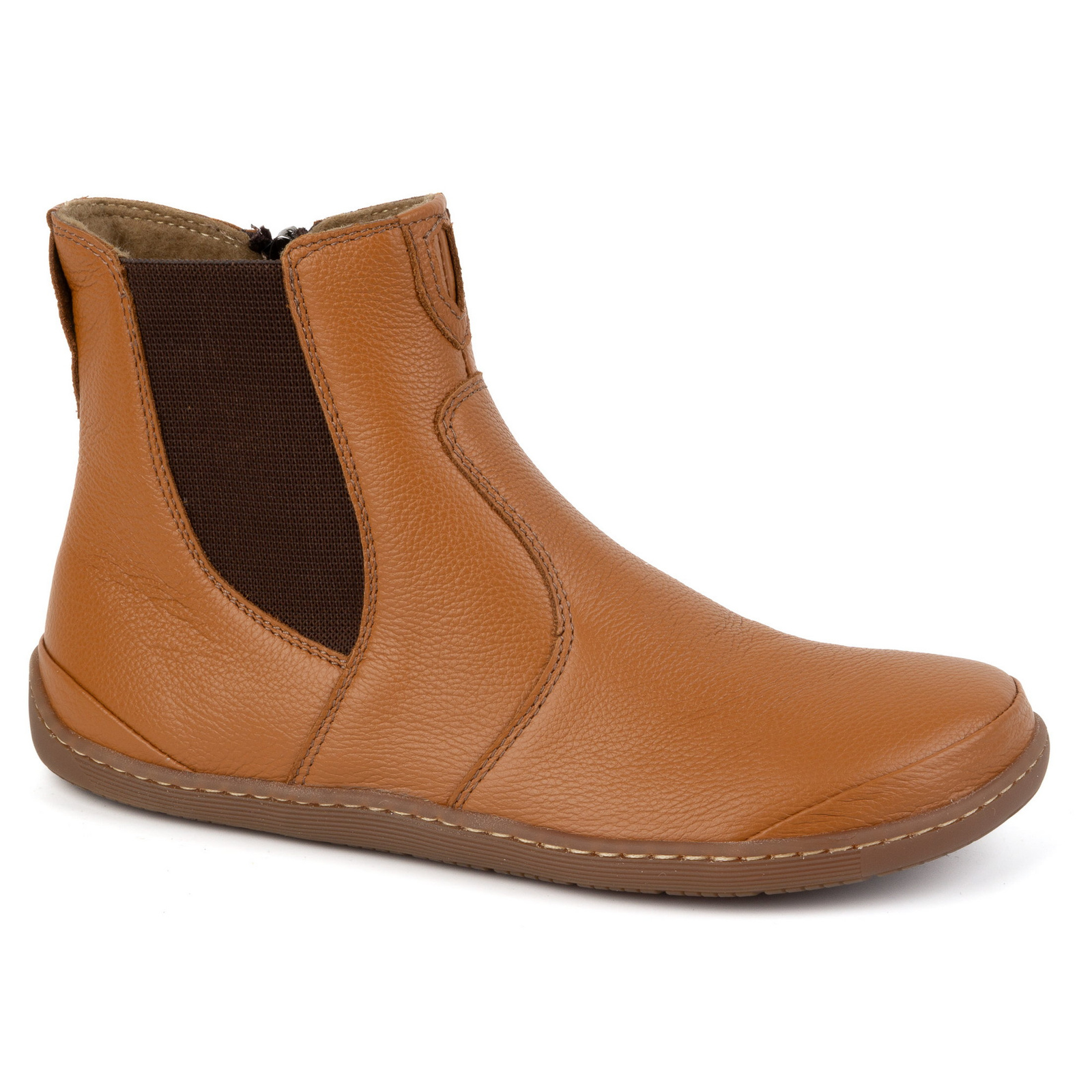 Olivier Damskie buty barefoot sztyblety z zamkiem ocieplane 1263 rude