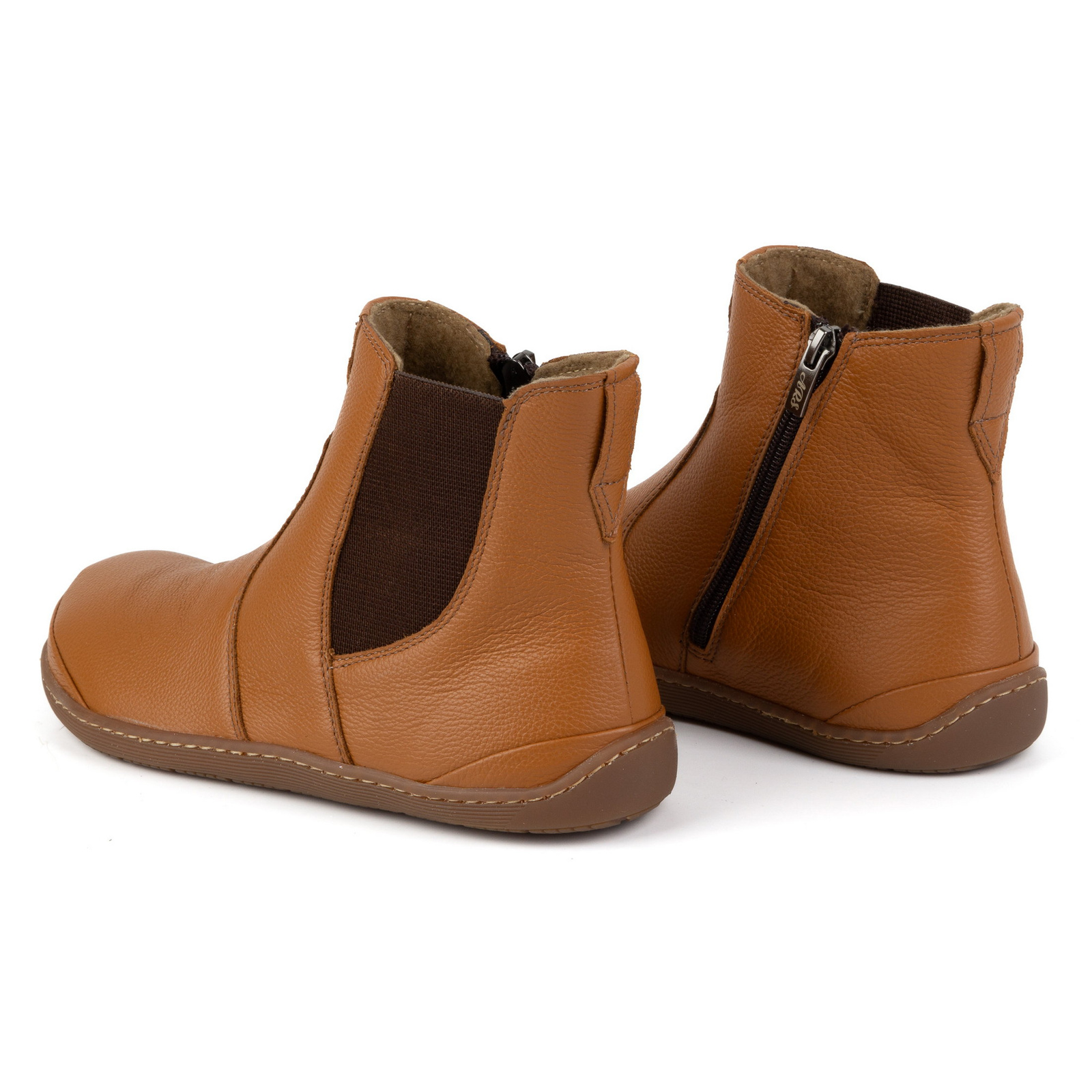 Olivier Damskie buty barefoot sztyblety z zamkiem ocieplane 1263 rude