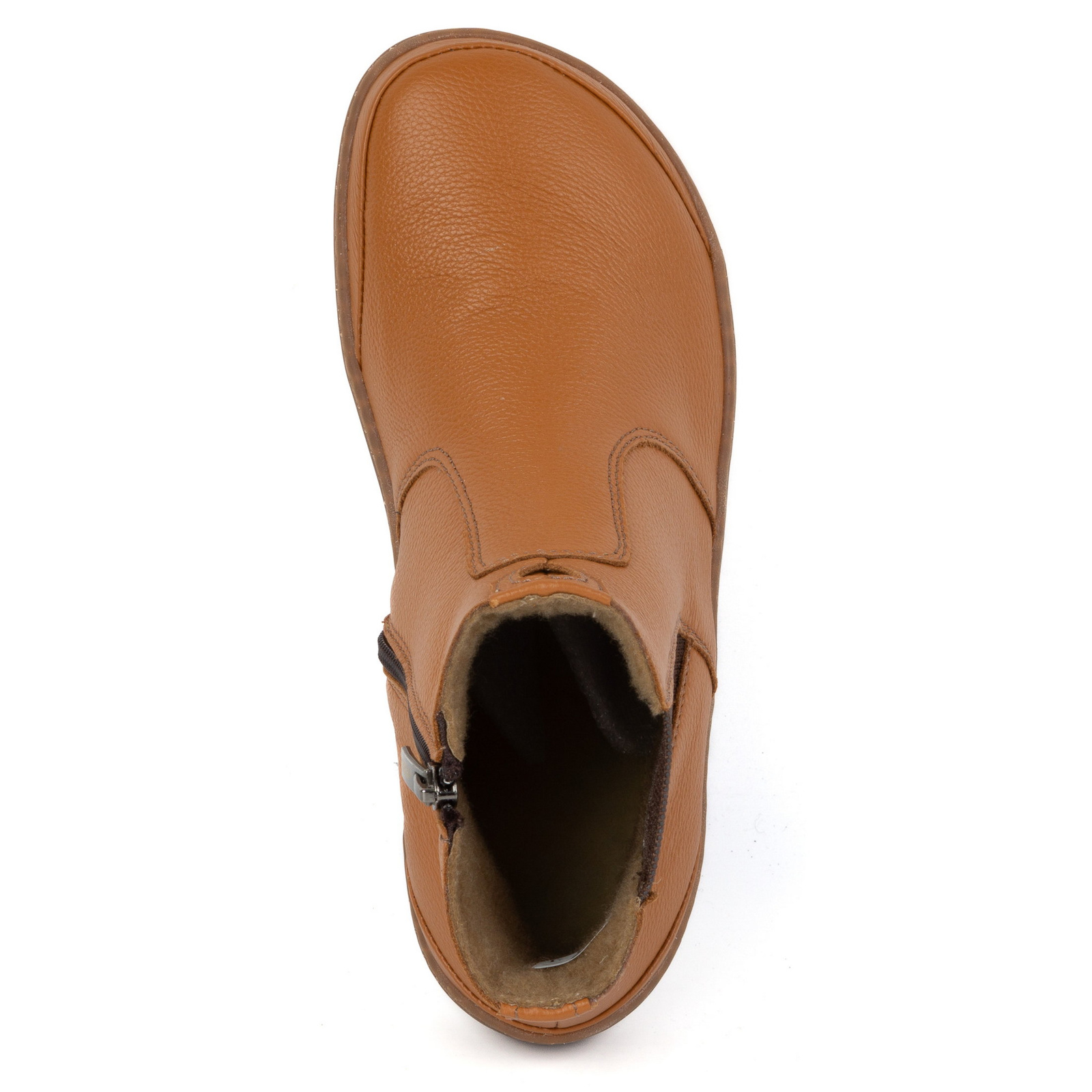 Olivier Damskie buty barefoot sztyblety z zamkiem ocieplane 1263 rude