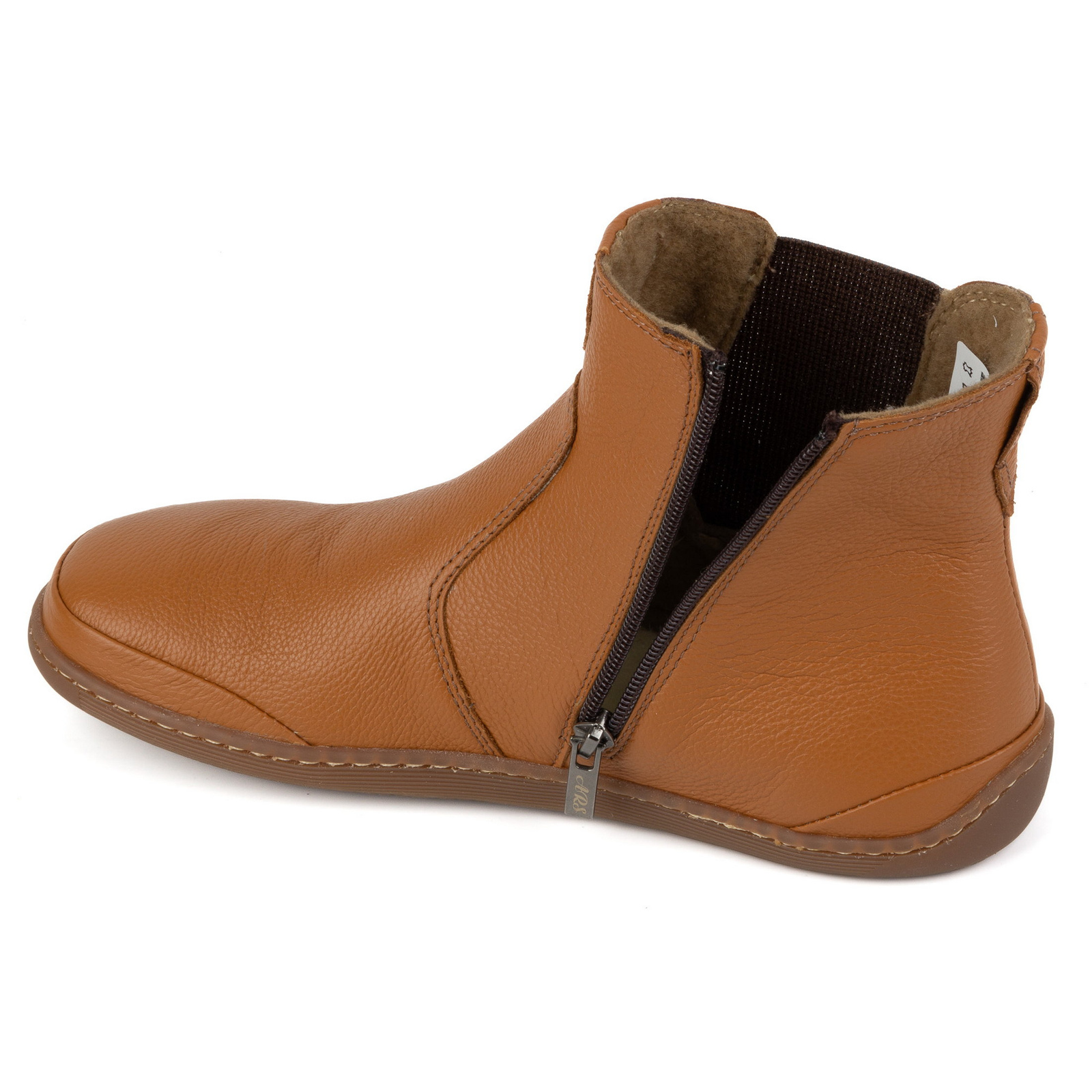 Olivier Damskie buty barefoot sztyblety z zamkiem ocieplane 1263 rude