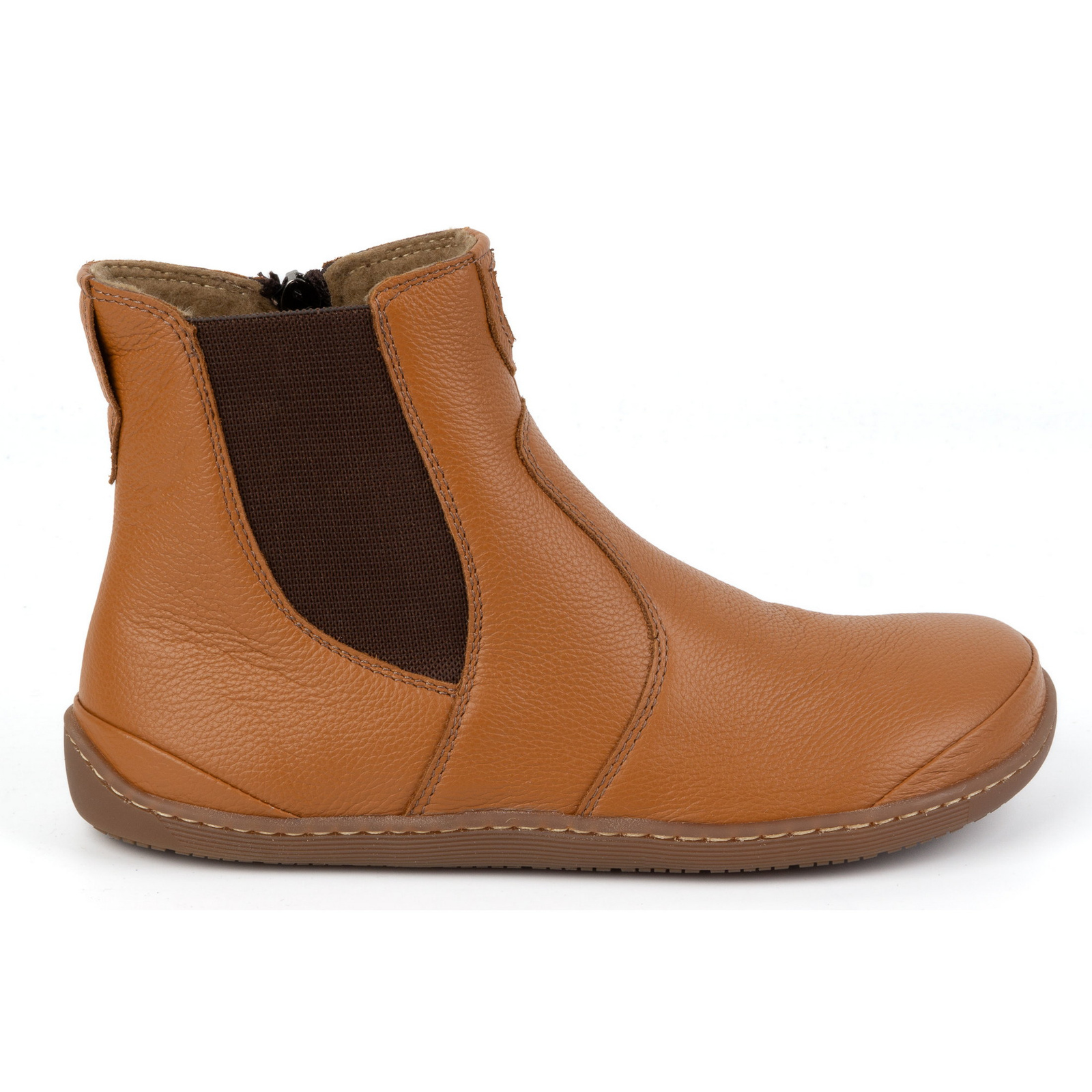 Olivier Damskie buty barefoot sztyblety z zamkiem ocieplane 1263 rude