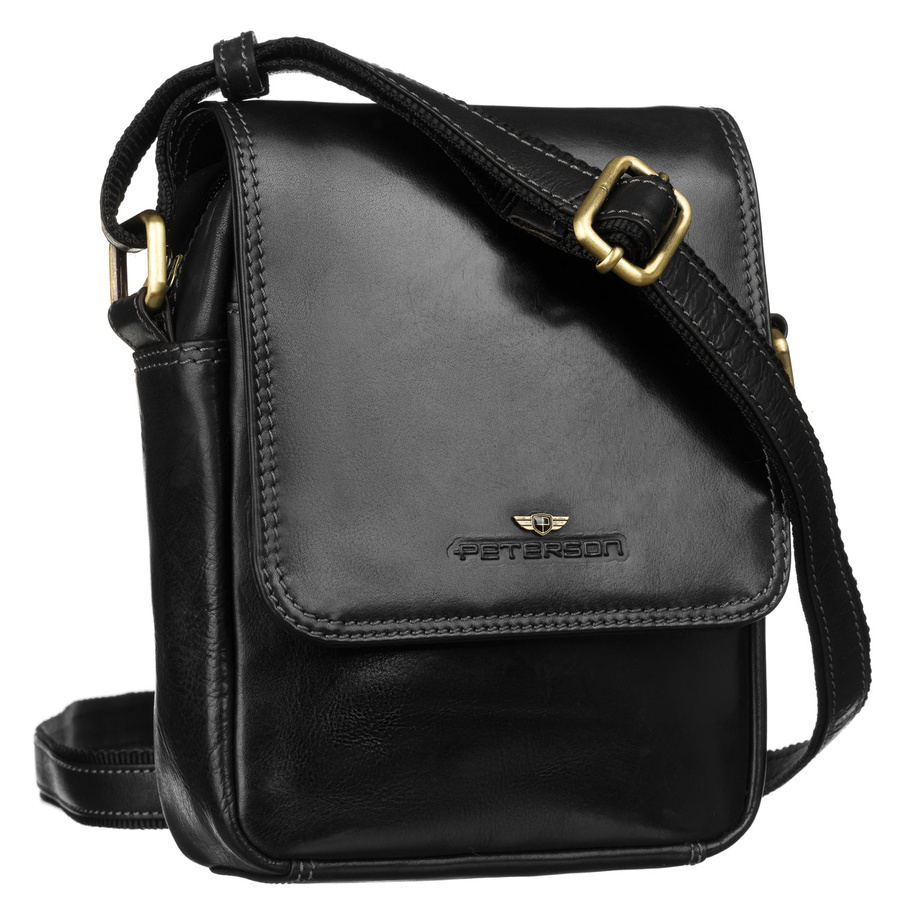 Listonoszka skórzana Peterson PTN TB-708-COM BLACK czarna