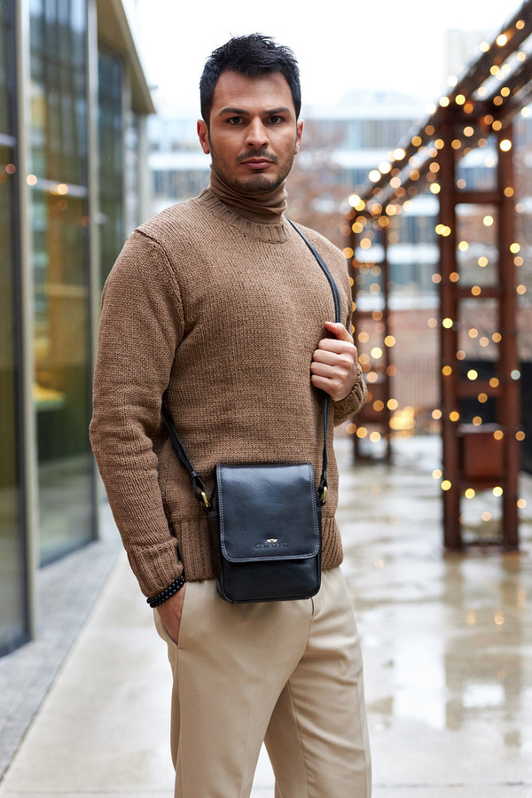 Listonoszka skórzana Peterson PTN TB-708-COM BLACK czarna