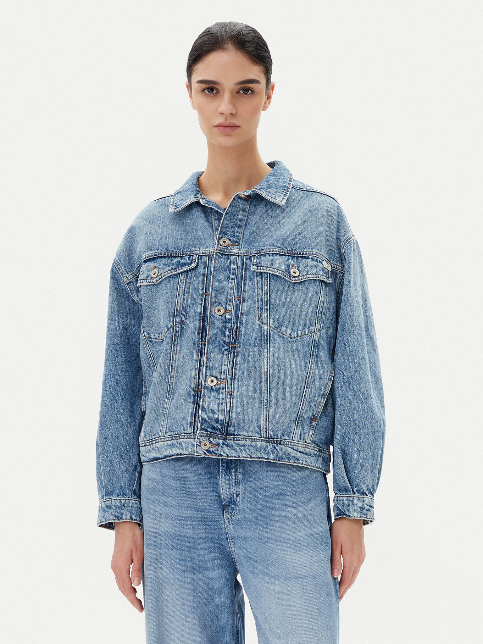 Mustang Kurtka jeansowa Arcata 1016219 Niebieski Loose Fit