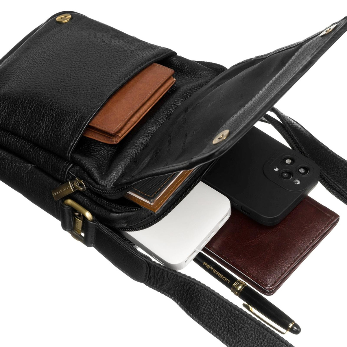 Saszetka męska z naturalnej skóry Peterson PTN 251-NDM