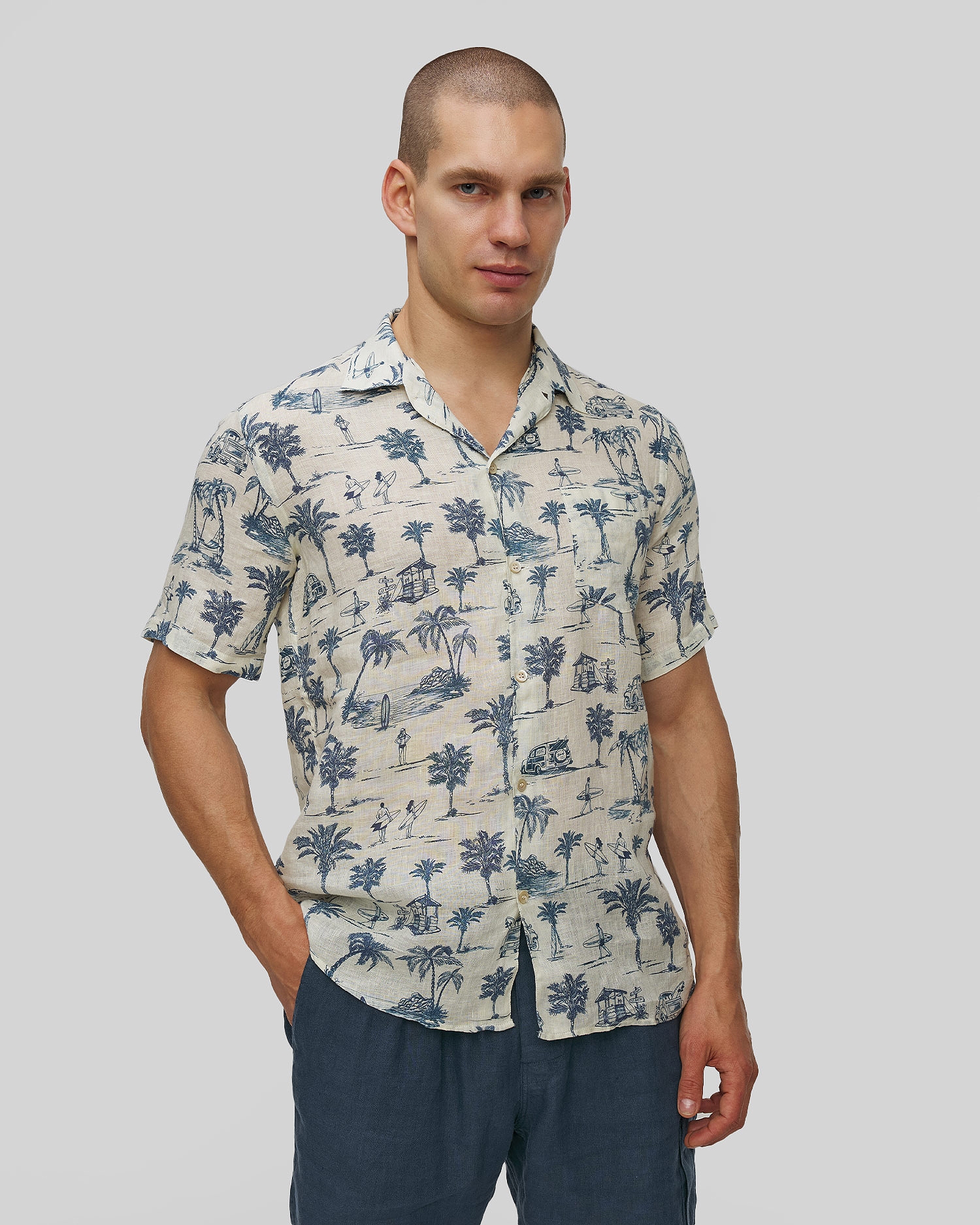 Koszula Lniana Męska Mc2 Saint Barth Sifnos