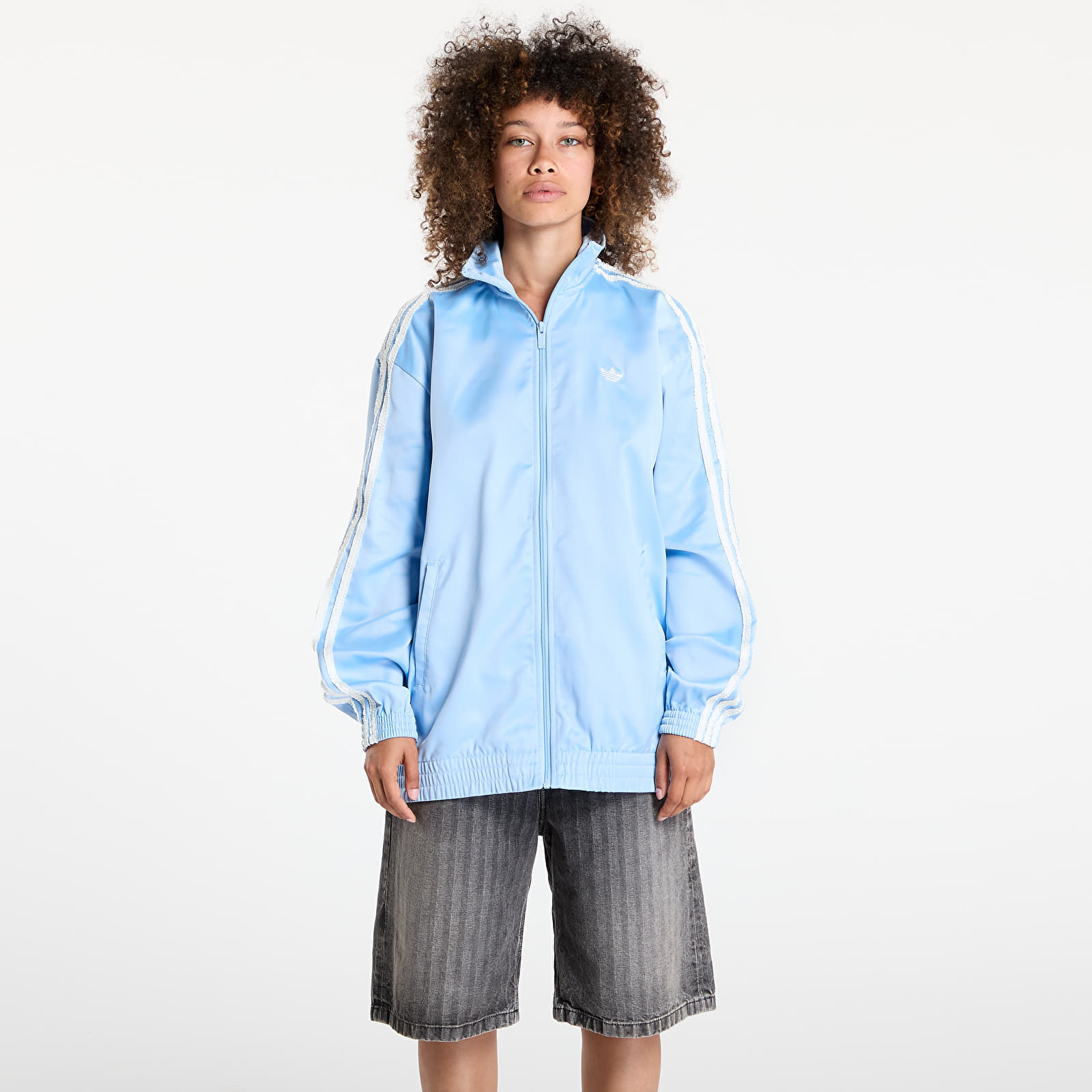Kurtka adidas Originals Satin Firebird Track Top Ruffle 3-Stripes Clear Sky XXS