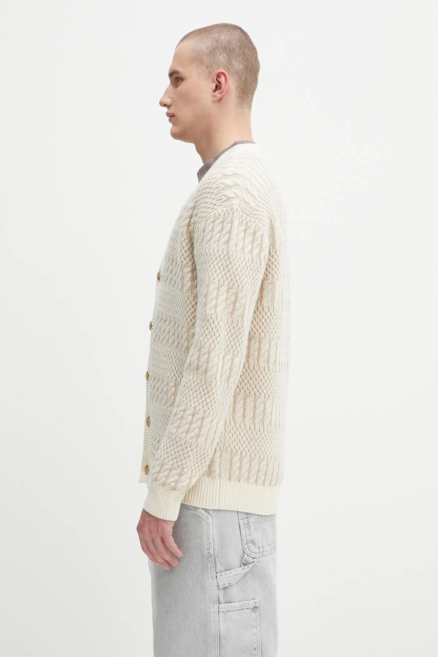 Drôle de Monsieur kardigan wełniany Le Cardigan Torsades Bicolore