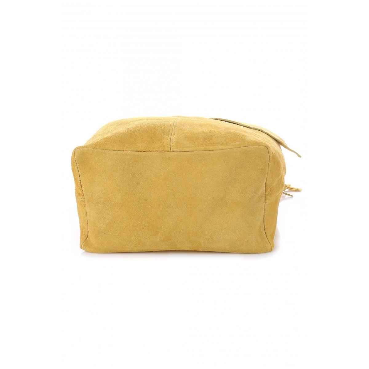 other Włoska Torebka Skórzana Shopper bag Zamsz Naturalny Żółta