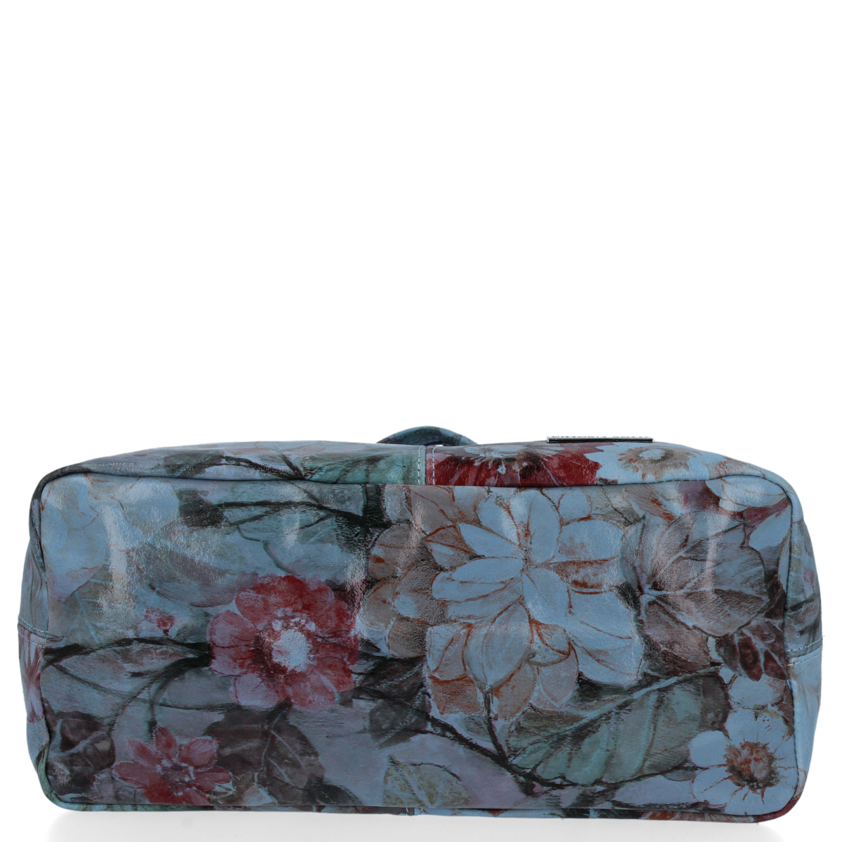 Torebka Skórzana firmy Vittoria Gotti Uniwersalny Włoski Shopper w modne wzory Kwiatów Jeans