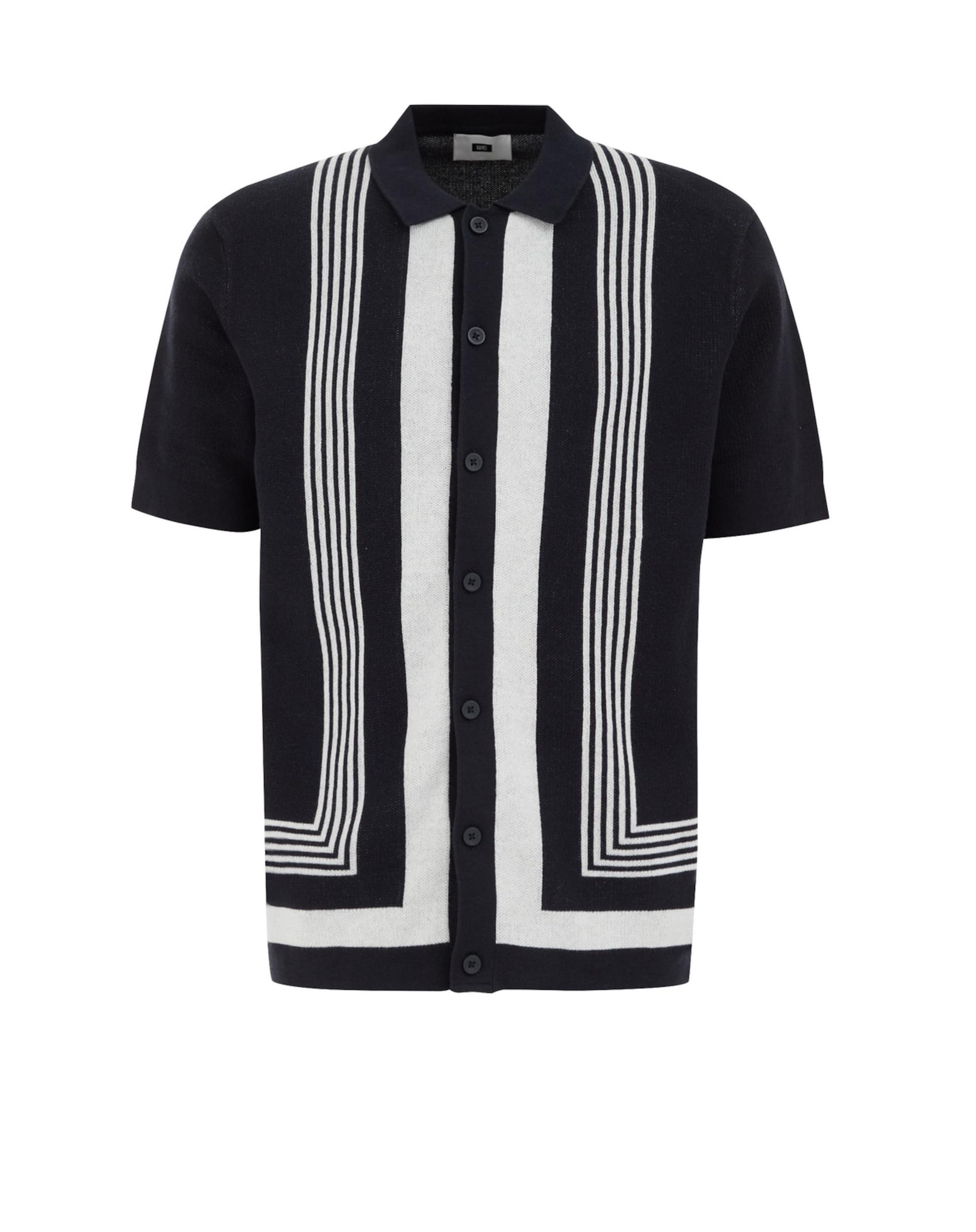 WE Fashion Koszula ciemny niebieski / biały