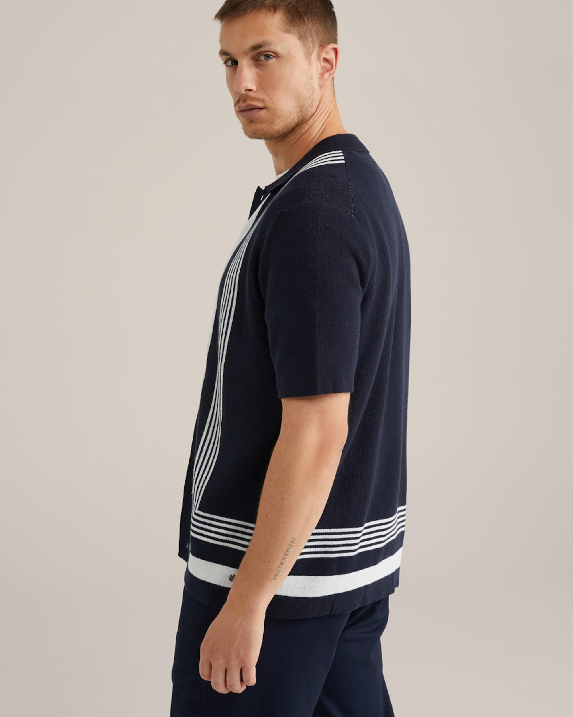 WE Fashion Koszula ciemny niebieski / biały