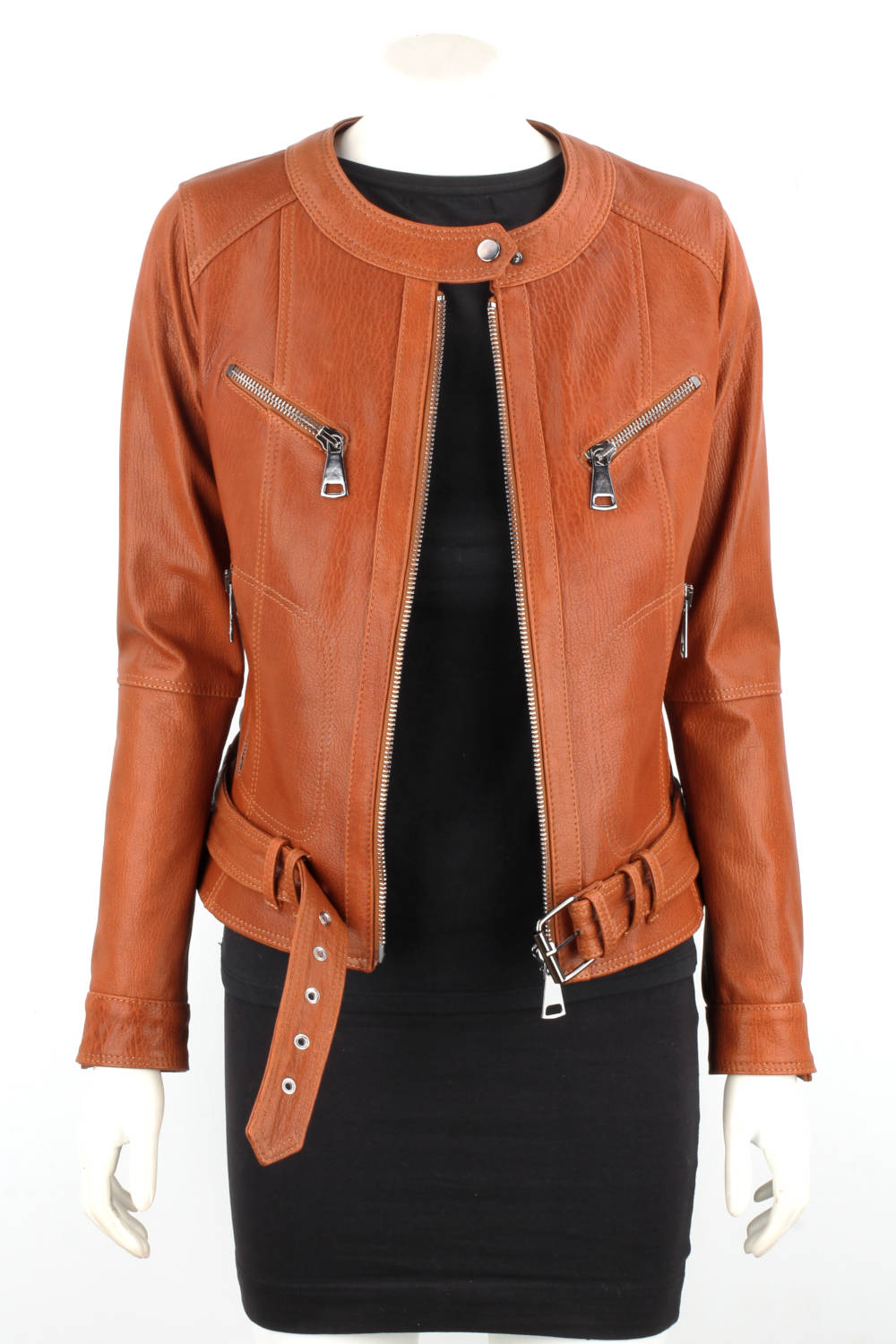 Kurtka skórzana damska z camelowej skóry PREMIUM DORJAN