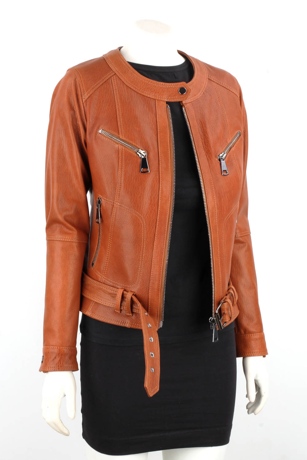 Kurtka skórzana damska z camelowej skóry PREMIUM DORJAN