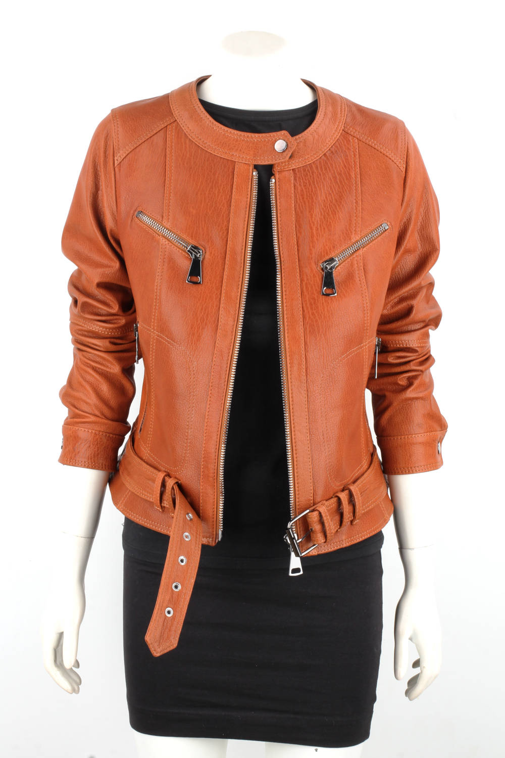 Kurtka skórzana damska z camelowej skóry PREMIUM DORJAN