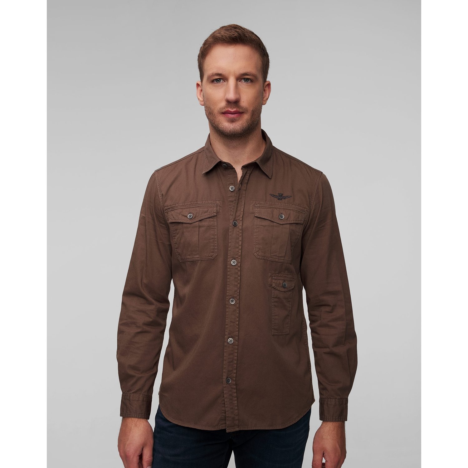 Brązowa Koszula Męska Aeronautica Militare